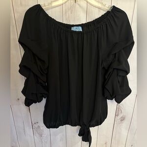 CeCe Black Off-Shoulder Blouse